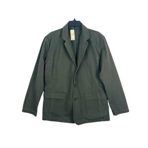 Eddie Bauer Mens Green Long Sleeve Twill Washed Peat 3 Button Blazer Size Medium